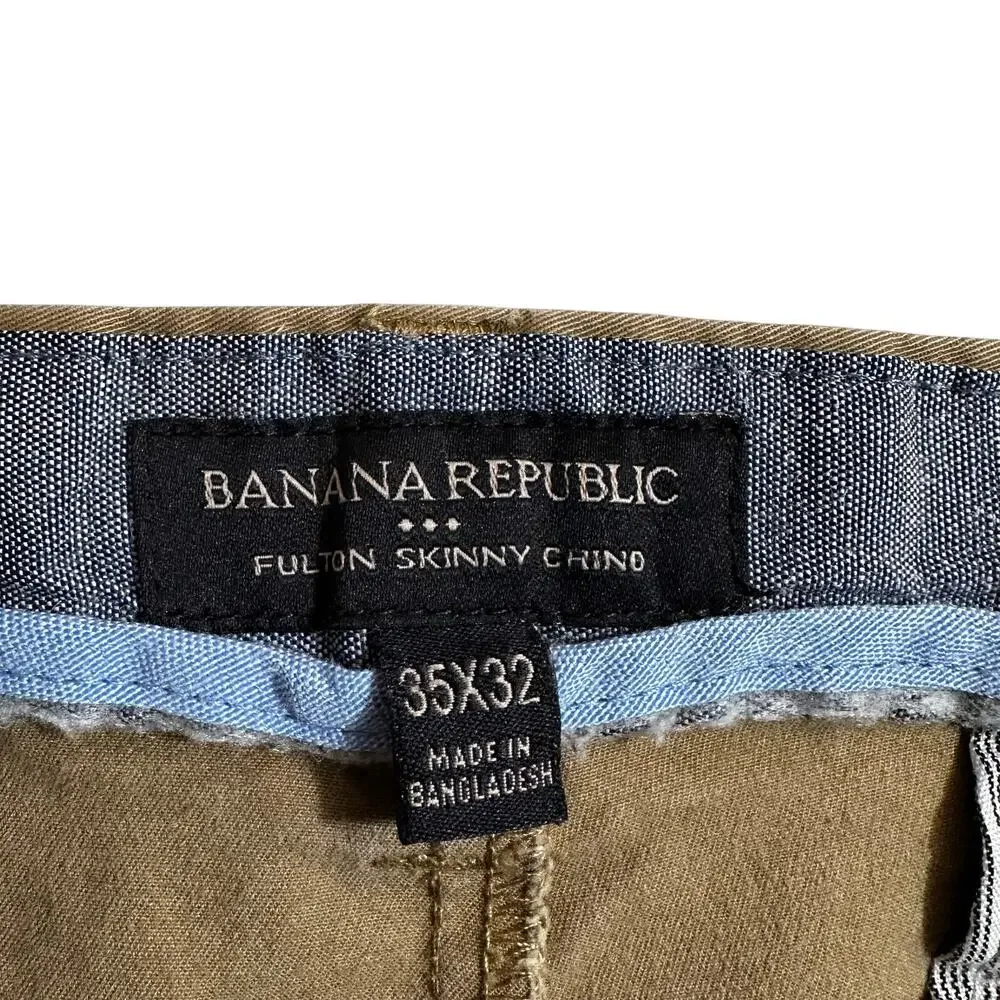 Banana Republic Mens Fulton Skinny Chino Khaki Pants Tan 35x32 Career Office